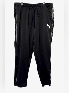 PUMA Men’s Black Track Sweatpants White Logo Athletic Streetwear XXL
